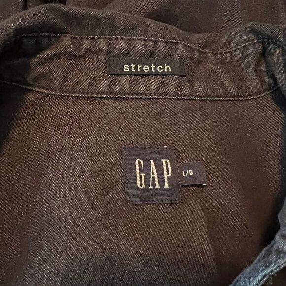 Gap dark wash snap button western‎ shirt. Size large - Picture 3 of 8
